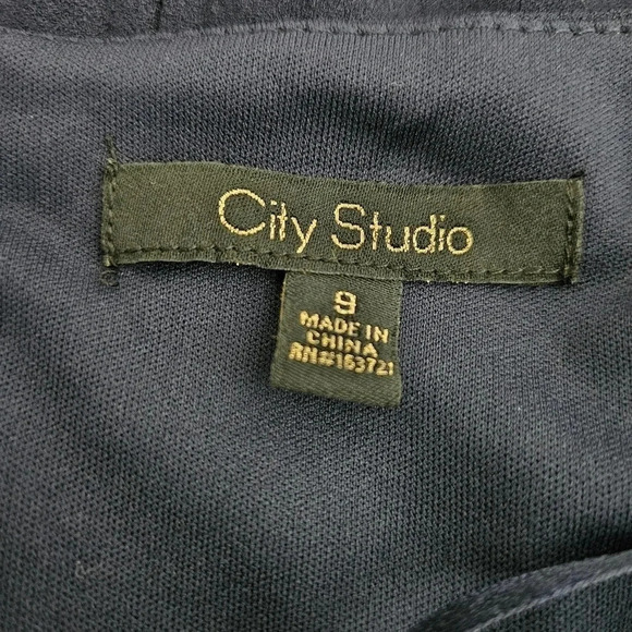 City Studio Mini Dress Navy Blue Off Shoulder Ruffle Zip Back - Picture 7 of 9